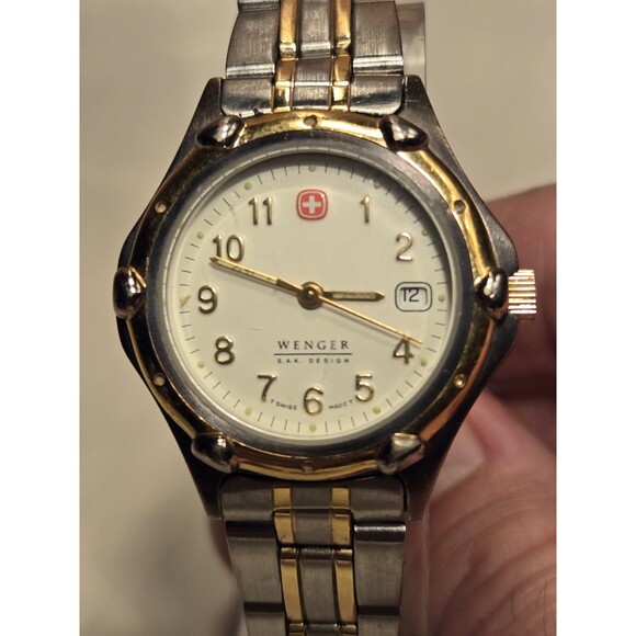 Wenger SAK Design Ladies\' Watch 30mm Two Tone Bracelet Date New Battery 8\